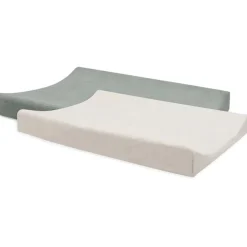 Aankleedkussenhoes spons - Sea Green/Ivory - 50x70 cm - 2 Stks