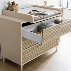 Aankleedkussen voor kommode met 3 lades Eefje 123 x 93 x 57 cm kasjmier Beige