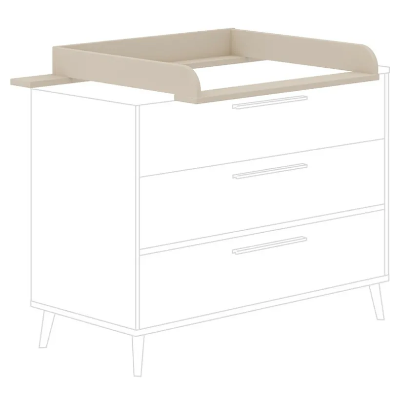 Aankleedkussen voor kommode met 3 lades Eefje 123 x 93 x 57 cm kasjmier Beige