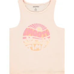 Abrikozenkleurige jersey slub top met fantasieprint meisjes