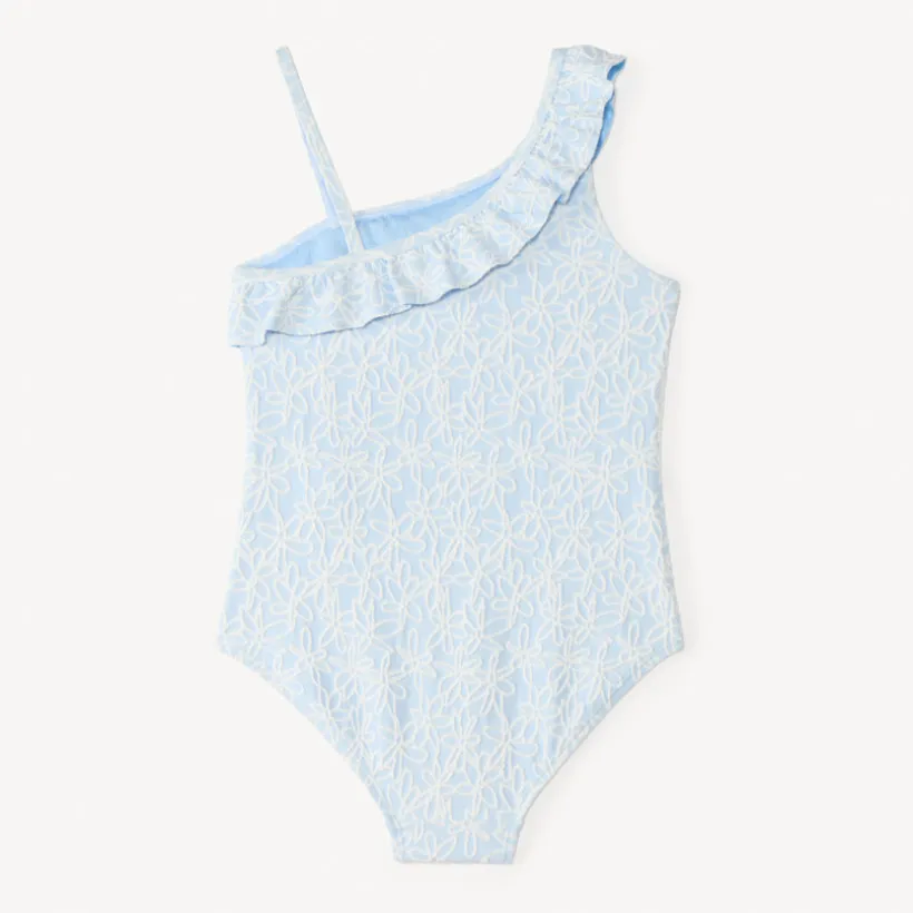 Asymmetrisch badpak met geborduurde bloemen meisjes