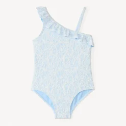 Asymmetrisch badpak met geborduurde bloemen meisjes