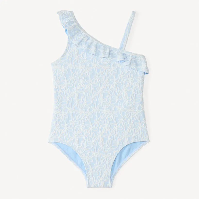 Asymmetrisch badpak met geborduurde bloemen meisjes