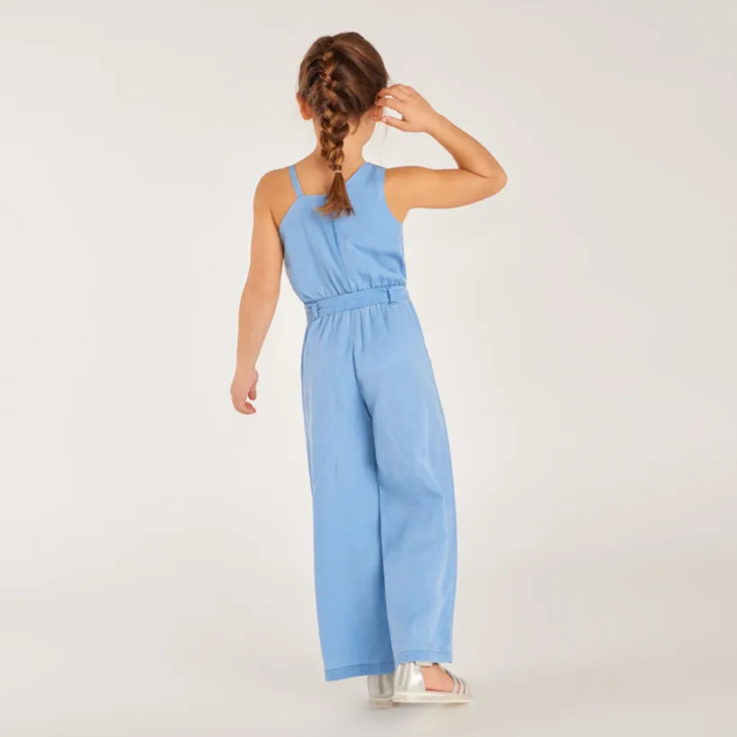 Asymmetrische lange mouwen eenkleurige jumpsuit voor meisje