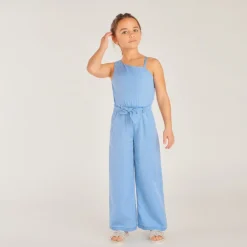 Asymmetrische lange mouwen eenkleurige jumpsuit voor meisje