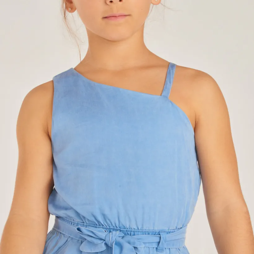 Asymmetrische lange mouwen eenkleurige jumpsuit voor meisje