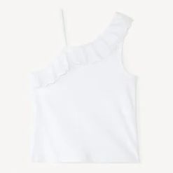 Asymmetrische schoudertop met Engelse borduursels meisjes
