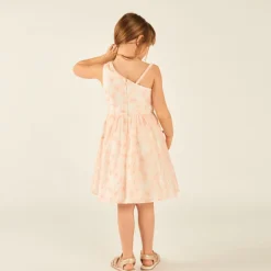 Asymmetrische strapless jurk met geborduurde bloemen meisjes
