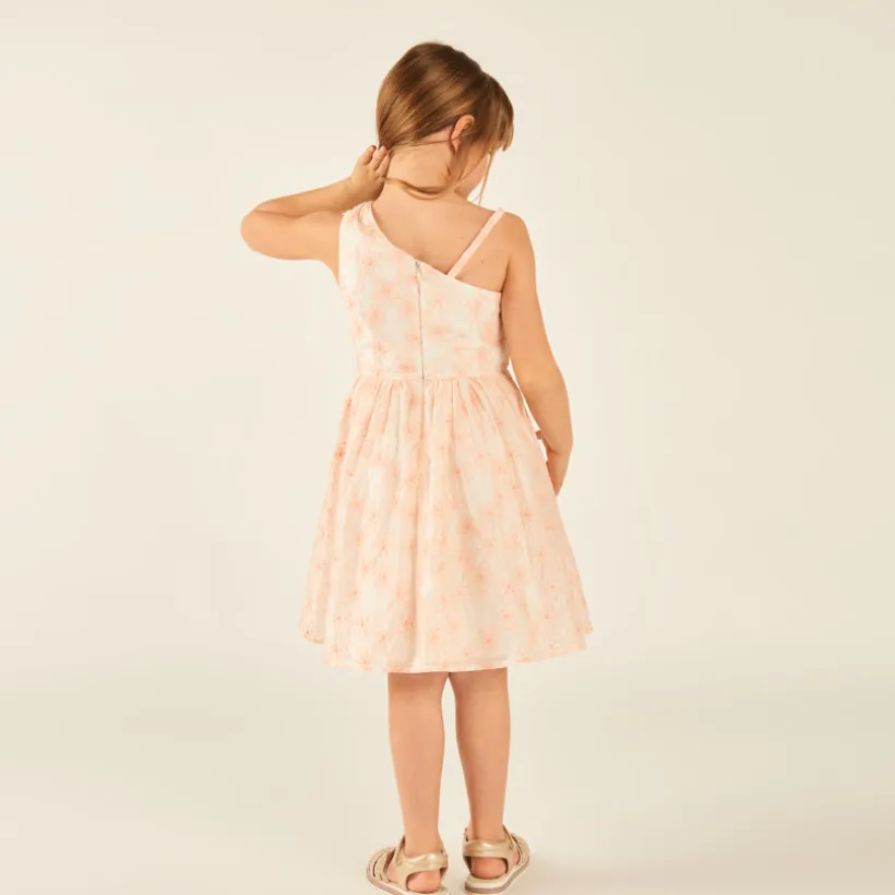 Asymmetrische strapless jurk met geborduurde bloemen meisjes