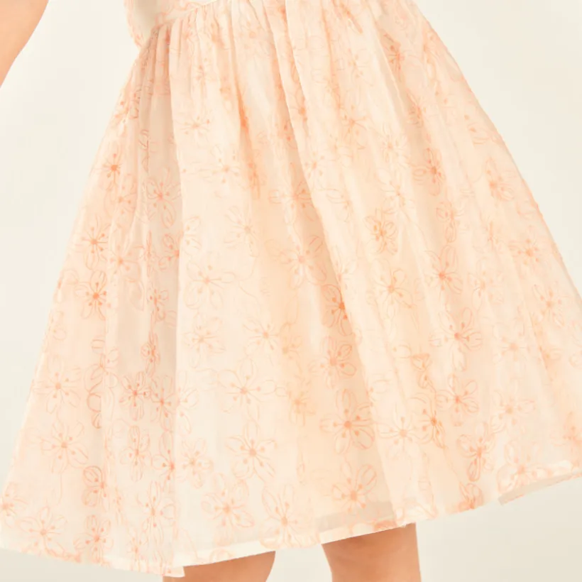 Asymmetrische strapless jurk met geborduurde bloemen meisjes