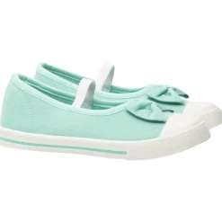 Babies turquoise van stof met een strik en elastische band meisjes