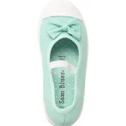 Babies turquoise van stof met een strik en elastische band meisjes