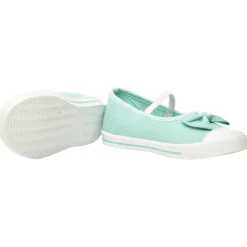 Babies turquoise van stof met een strik en elastische band meisjes