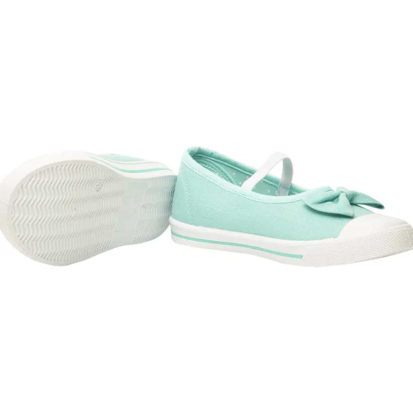 Babies turquoise van stof met een strik en elastische band meisjes