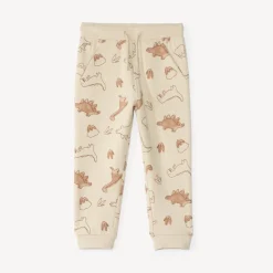 Baby jogger pants in fleece with dinosaur pattern