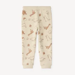 Baby jogger pants in fleece with dinosaur pattern