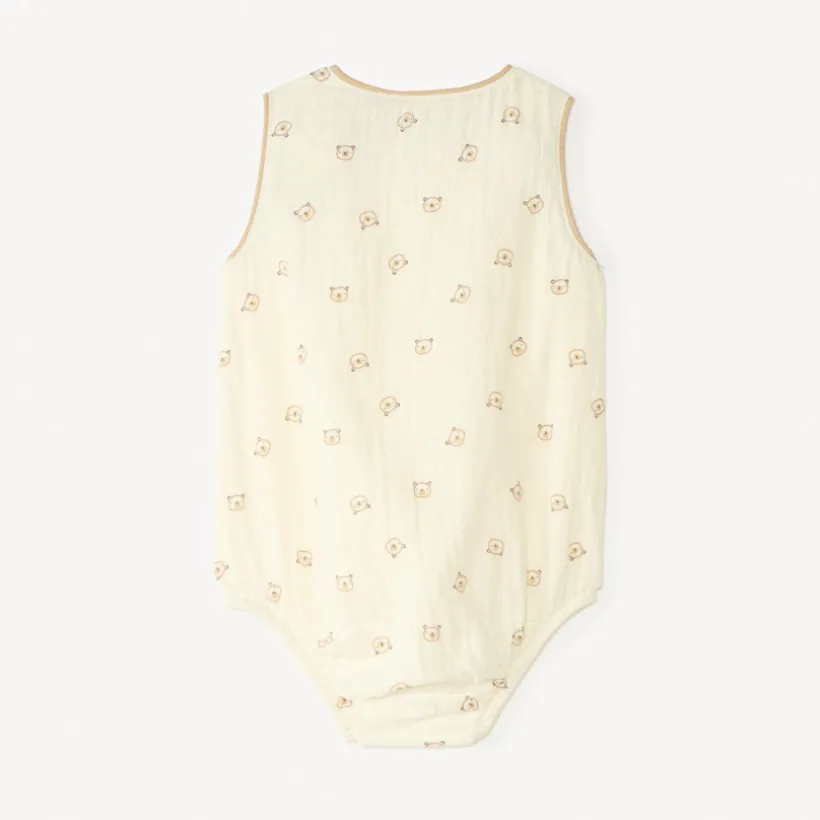 Babykombinez in katoen gaze met berenprint jongens