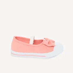 Babyschoenen van canvas met strik en bandje meisjes