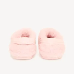 Babyschoentjes voor meisjes in klompenstijl met nepbont en patch