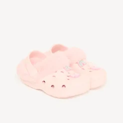 Babyschoentjes voor meisjes in klompenstijl met nepbont en patch