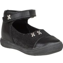 Baby's in leder in zwarte kleur met studs met strass