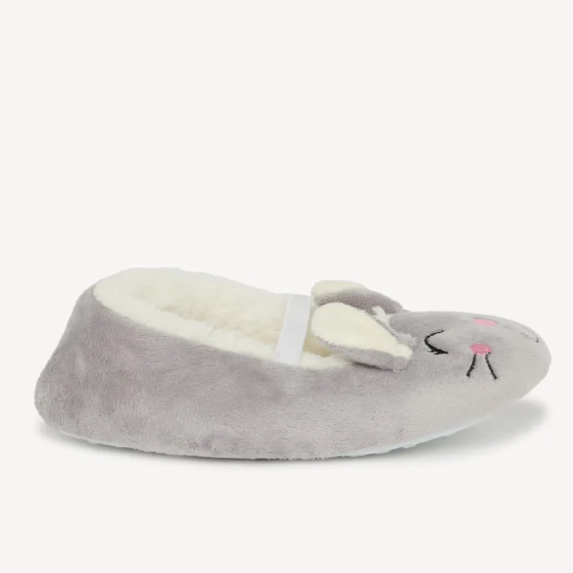 Babyslofjes in fluweel met konijnenprint en sherpa-voering meisjes