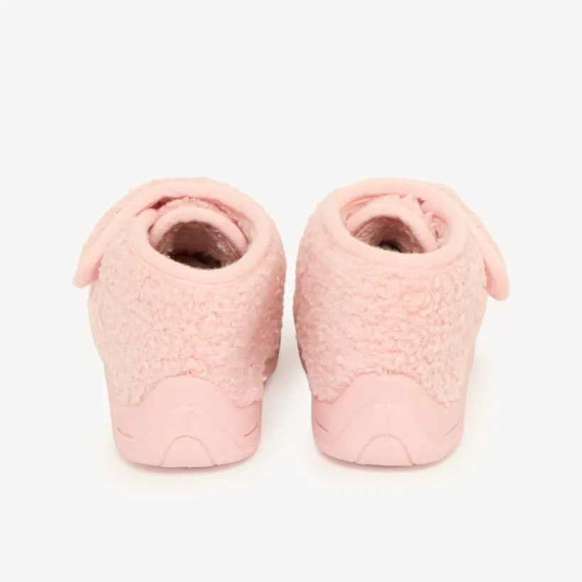 Babyslofjes meisjes in roze faux fur