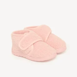 Babyslofjes meisjes in roze faux fur