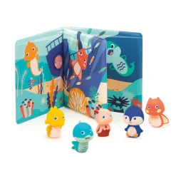 Badboekje met 5 vingerpoppen zeedieren