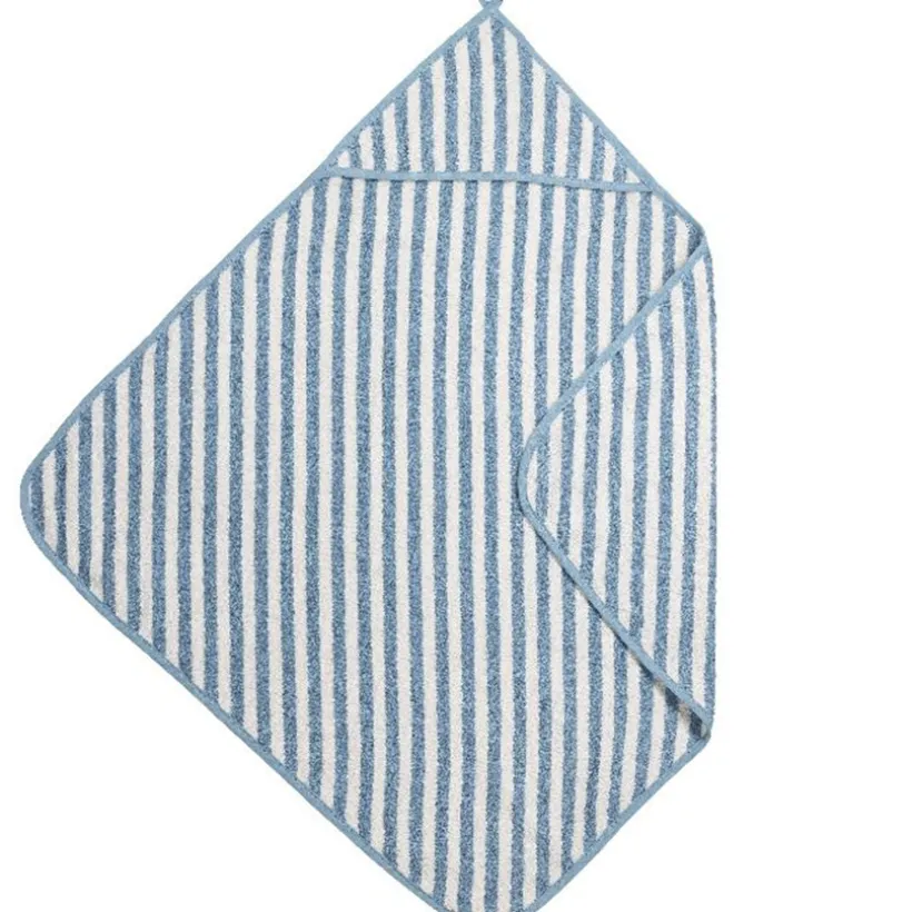 Badcape badstof Jaquard Fat Stripe - Jeans Blue - 75x75cm