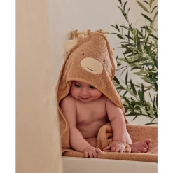 Badcape + washandje badstof Beige
