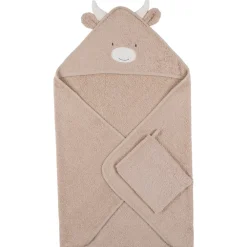 Badcape + washandje badstof Beige