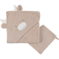 Badcape + washandje badstof Beige