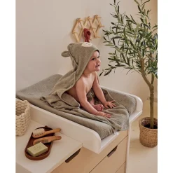 Badcape + washandje badstof Groen