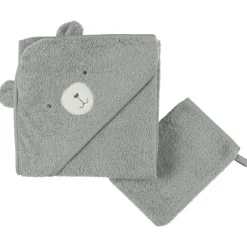 Badcape + washandje badstof Groen