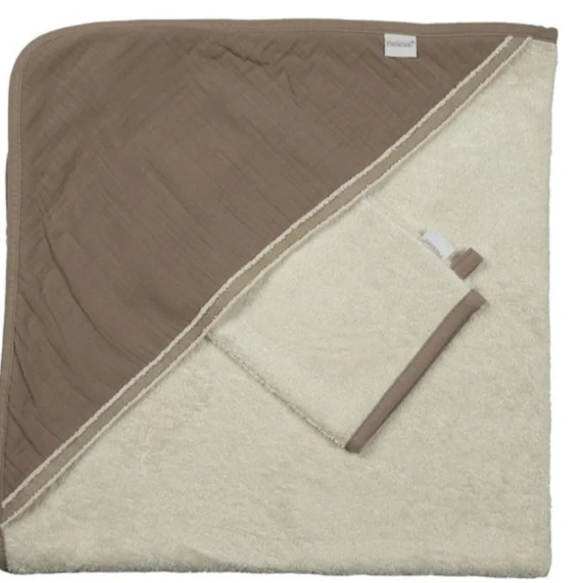 Badcape + washandje Chocolate
