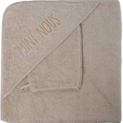 Badcape + washandje "Mini Nous" 70x70cm Zand