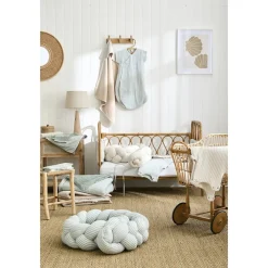 Badcape + washandje Soft Stripes Ecru/Kiezel