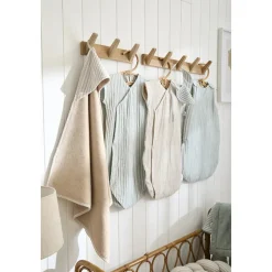 Badcape + washandje Soft Stripes Ecru/Kiezel