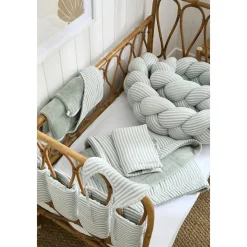 Badcape + washandje Soft Stripes Groen/Grijs