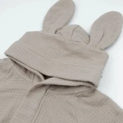 Badjas met oortjes gewafeld badstof - Mocha Sand - 2/4 jaar