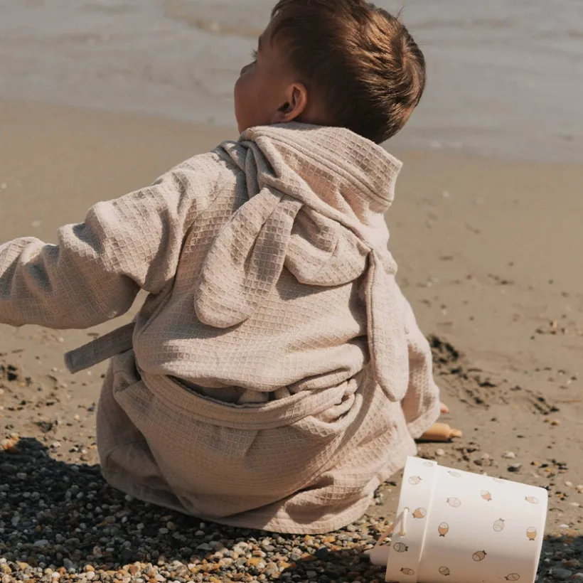 Badjas met oortjes gewafeld badstof - Mocha Sand - 2/4 jaar