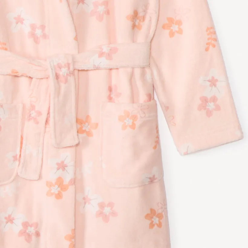 Badjas van badstof met bloemenprint meisjes