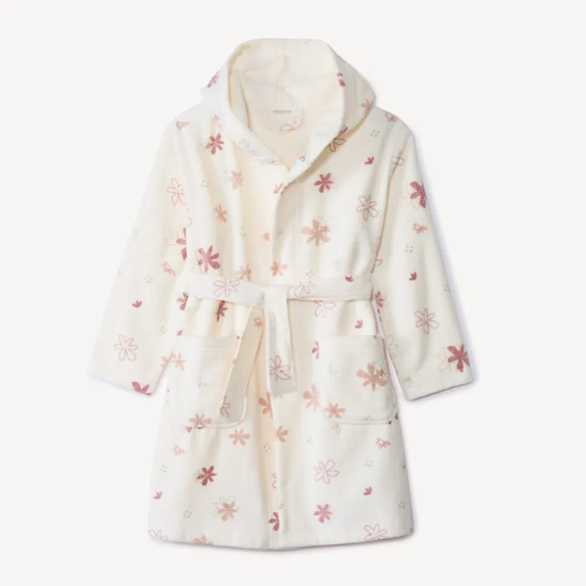 Badjas van badstof met bloemenprint meisjes