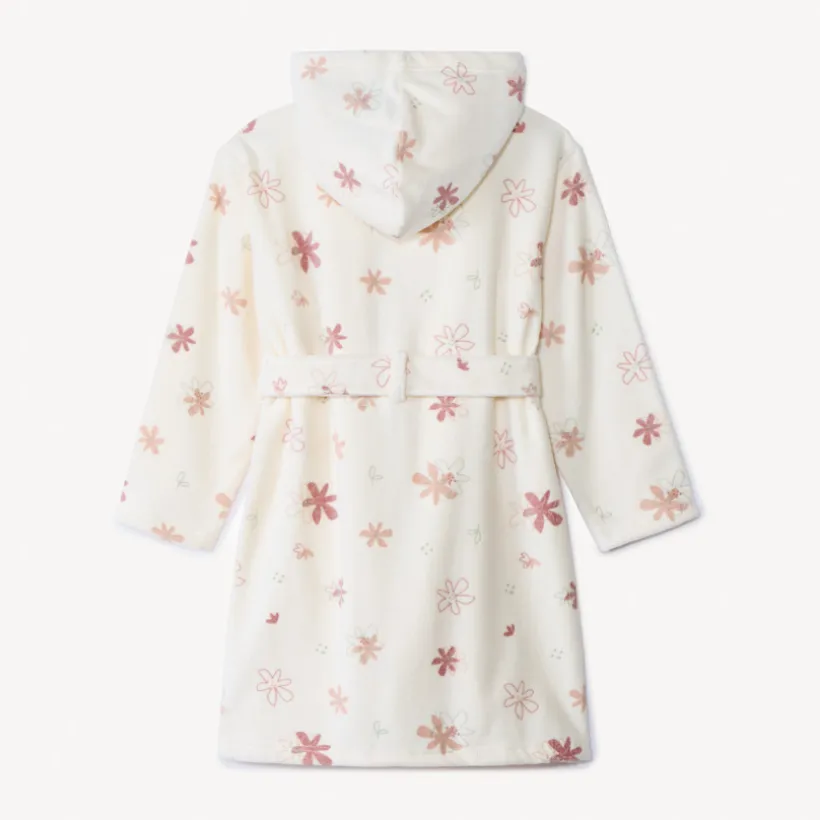 Badjas van badstof met bloemenprint meisjes
