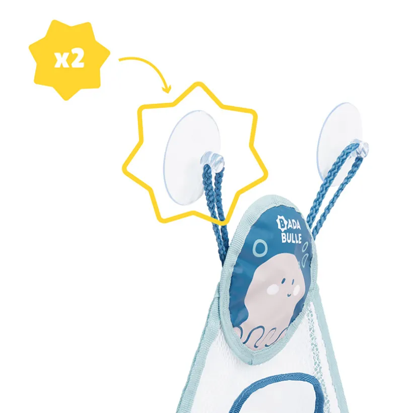 Badnet met twee brede zuignappen – blauw