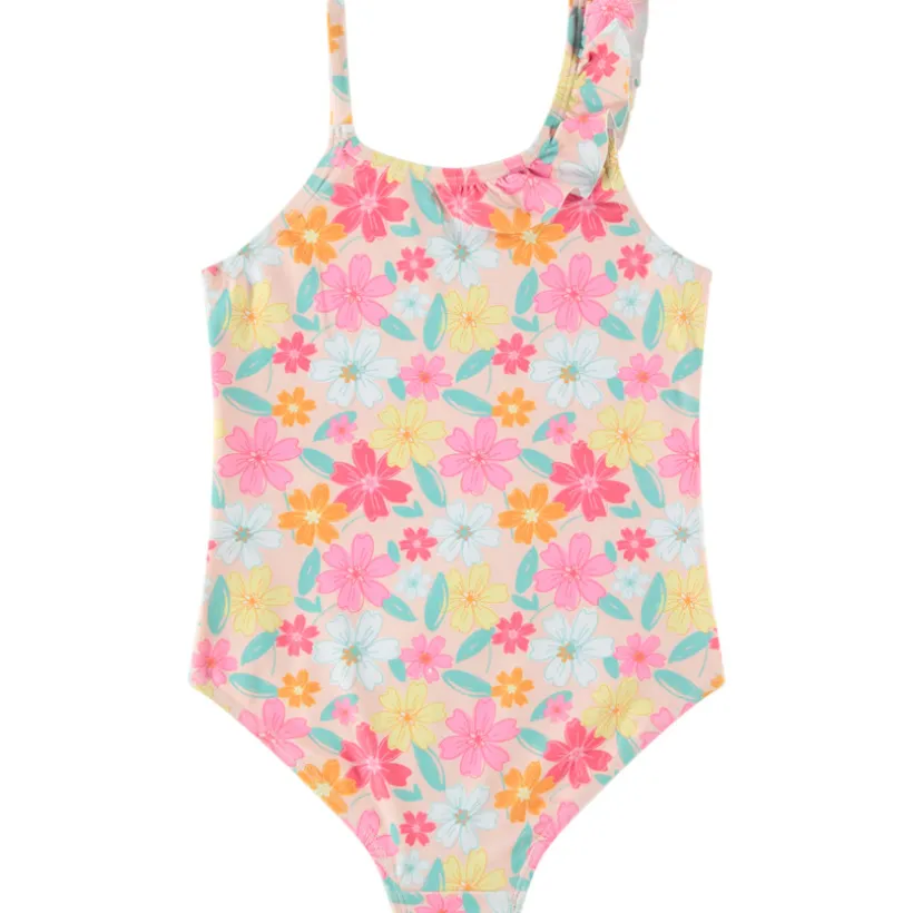 Badpak eendelig met bloemenprint meisjes