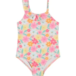 Badpak eendelig met bloemenprint meisjes