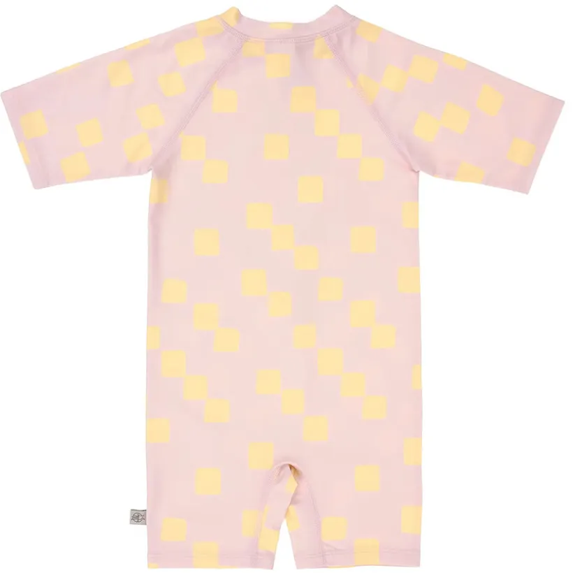 Badpak met korte mouwen M92 (19-24 maanden) Checkerboard Pale Pink/Yellow