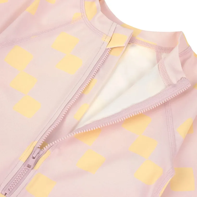Badpak met korte mouwen M92 (19-24 maanden) Checkerboard Pale Pink/Yellow